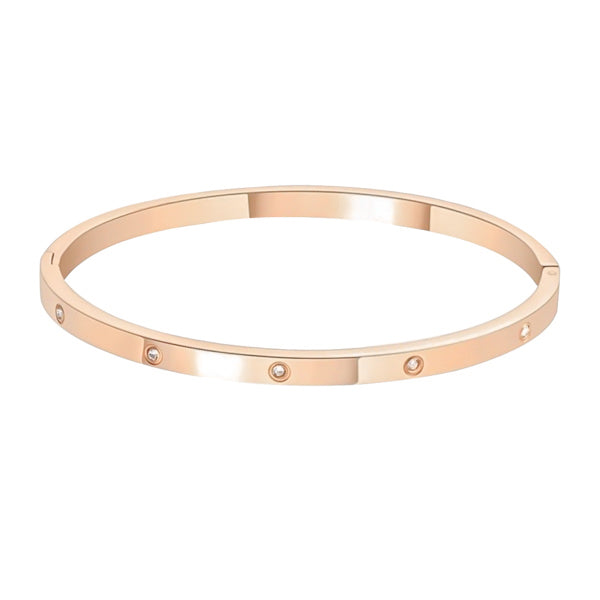 Classy Women 4mm Rose Gold Crystal Bangle Bracelet-DaoMao