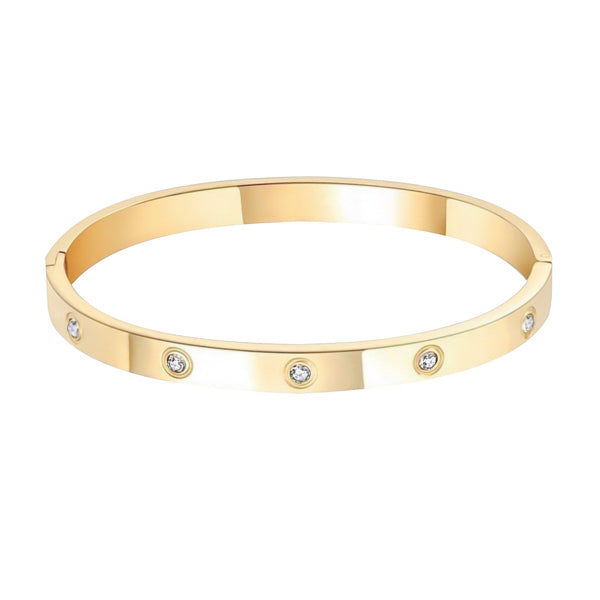 Classy Women 6mm Gold Crystal Bangle Bracelet-DaoMao