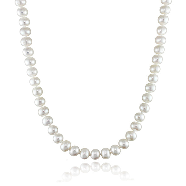 Classy Women 9-10mm Oval Freshwater Pearl Necklace-DaoMao
