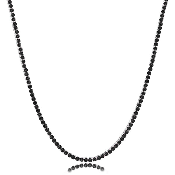 Classy Women 2mm Sterling Silver Black Tennis Choker Necklace-DaoMao