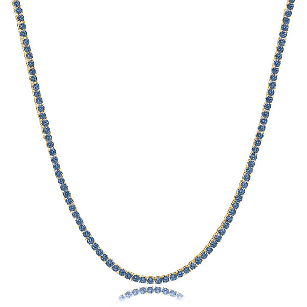 Classy Women 2mm Gold Vermeil Blue Tennis Choker Necklace-DaoMao