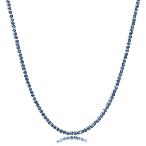 Classy Women 2mm Sterling Silver Blue Tennis Choker Necklace-DaoMao