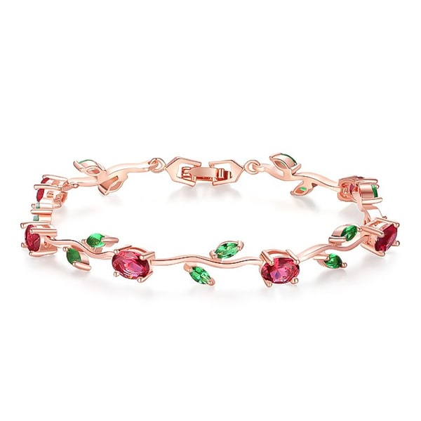 Classy Women Colored Rose Crystal Bracelet-DaoMao