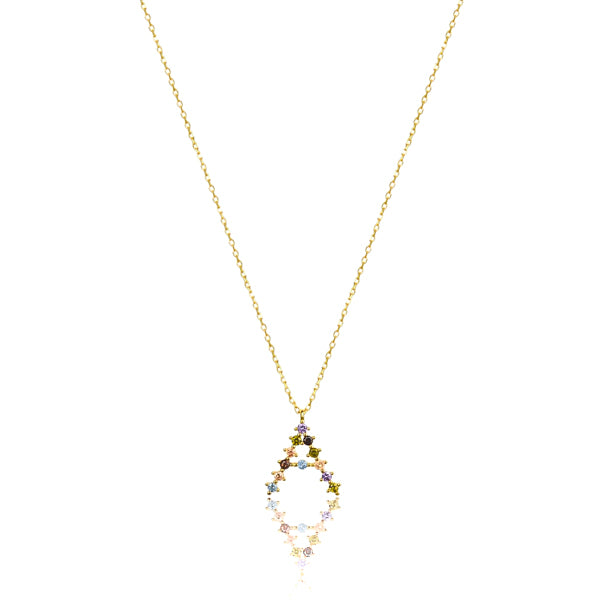 Classy Women Gold Colorful Crystal Initial Necklace-DaoMao