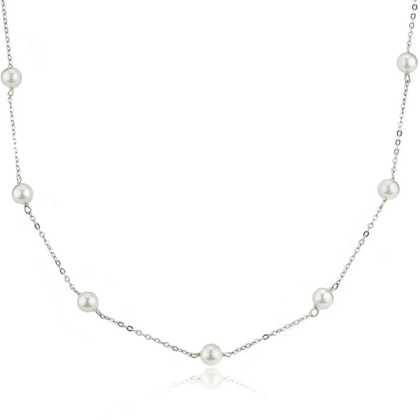 Classy Women Dainty 4mm Silver Freshwater Pearl Necklace-DaoMao