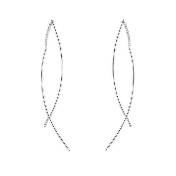 Classy Women Delicate Silver Wire Threader Earrings-DaoMao