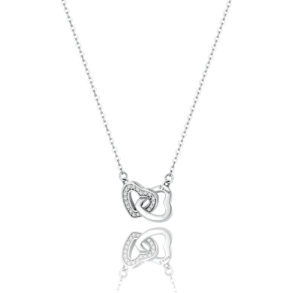 Classy Women Sterling Silver Double Heart Necklace-DaoMao
