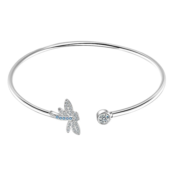 Classy Women Silver Dragonfly Cuff Bracelet-DaoMao