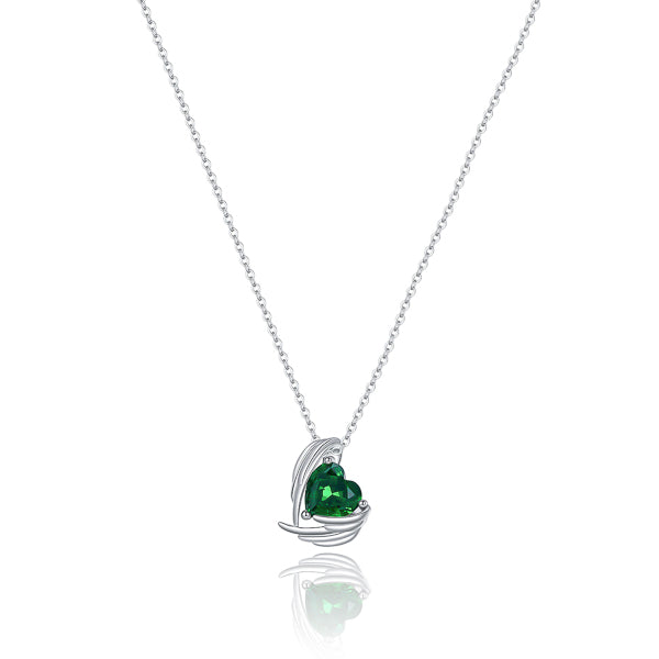 Classy Women Emerald Green Crystal Heart Pendant Necklace-DaoMao