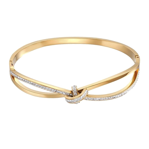 Classy Women Gold Crystal Knot Bangle Bracelet-DaoMao