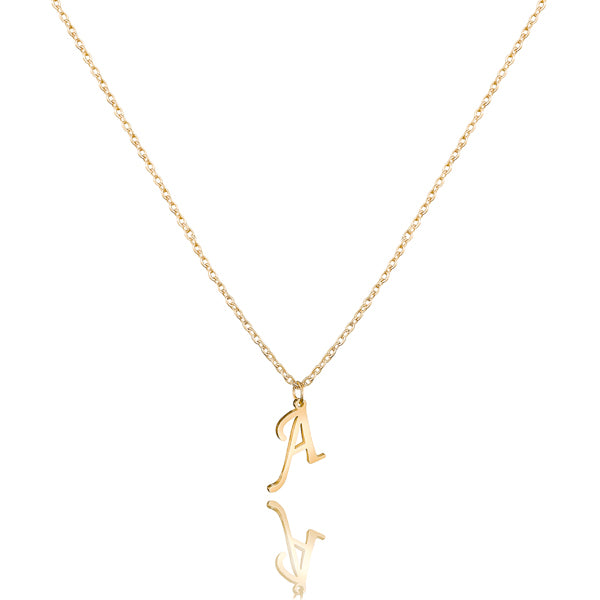 Classy Women Gold Cursive Initial Pendant Necklace-DaoMao
