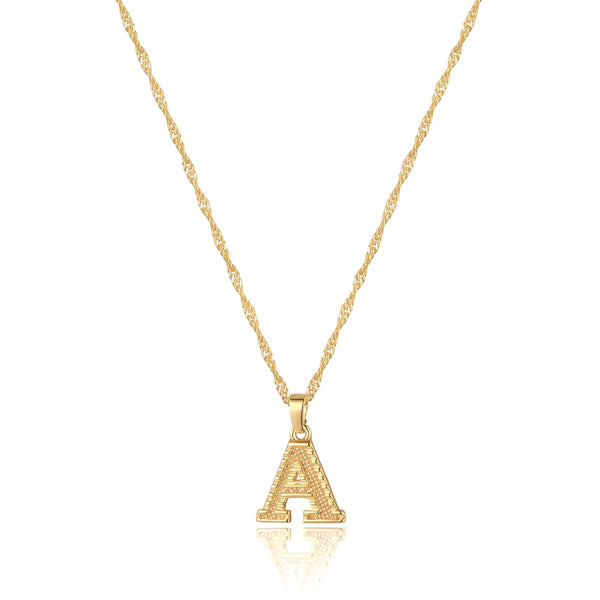 Classy Women Gold Initial Letter Pendant Necklace-DaoMao