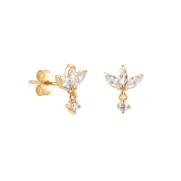 Classy Women Gold Lotus Flower Stud Earrings-DaoMao