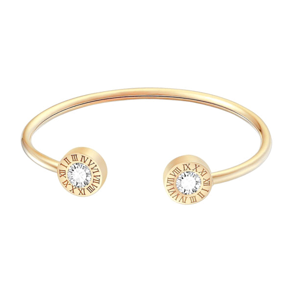 Classy Women Gold Roman Numeral Cuff Bracelet-DaoMao