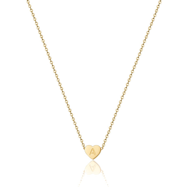 Classy Women Small Gold Initial Heart Necklace-DaoMao