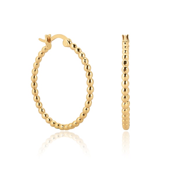 Classy Women Gold Beaded Hoop Earrings-DaoMao