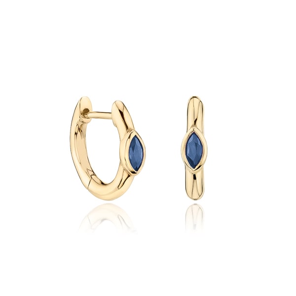 Classy Women Gold Blue Mini Marquise Hoop Earrings-DaoMao
