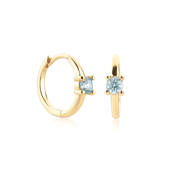 Classy Women Gold Blue Solitaire Hoop Earrings-DaoMao