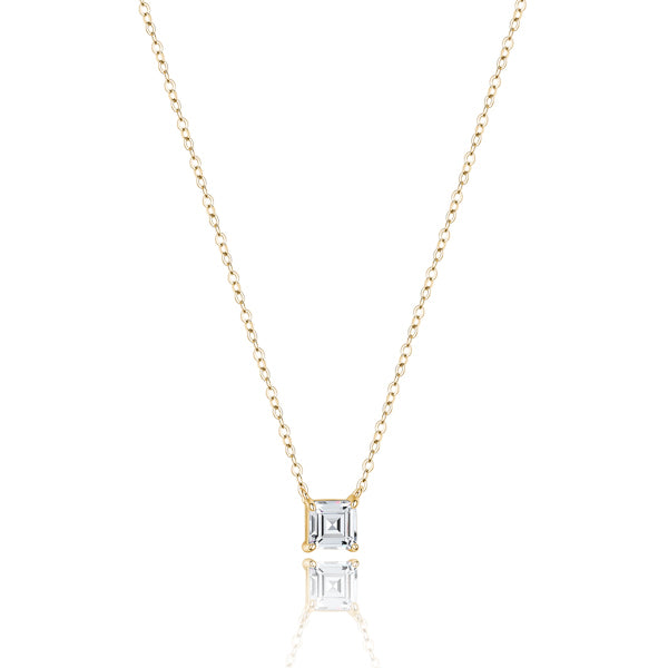 Classy Women Gold Carre Cut Crystal Necklace-DaoMao