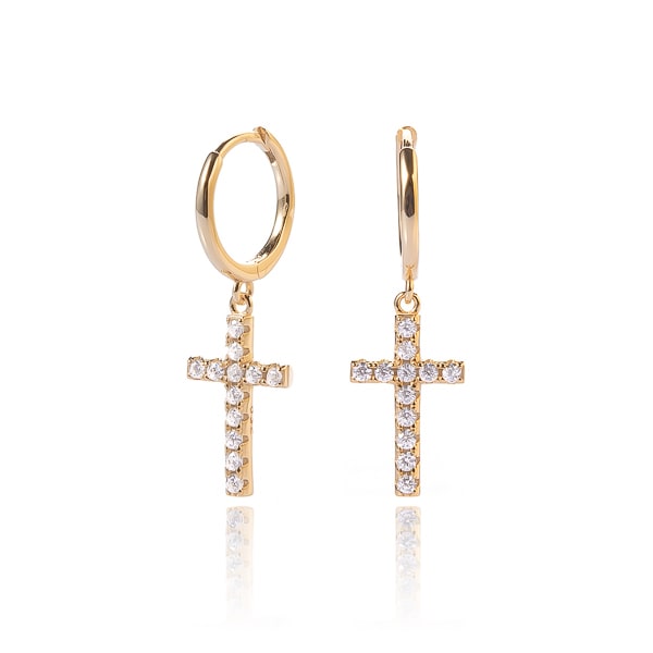 Classy Women Gold Cross Hoop Earrings-DaoMao