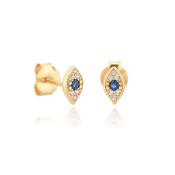 Classy Women Gold Crystal Eye Stud Earrings-DaoMao