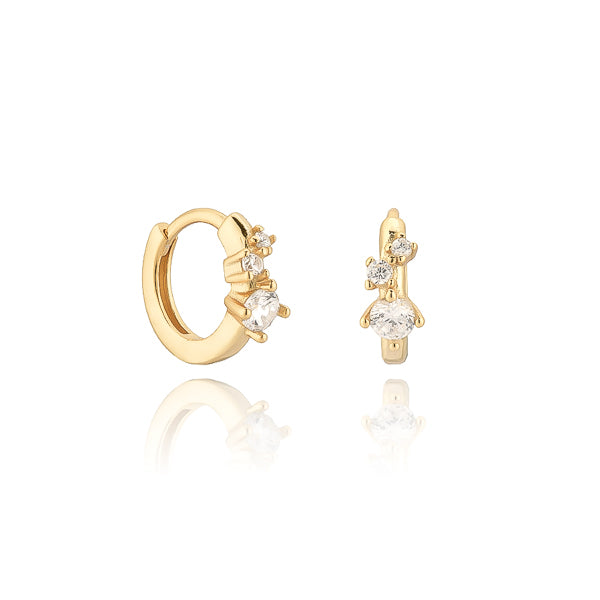 Classy Women Gold Crystal Mini Huggie Hoop Earrings-DaoMao
