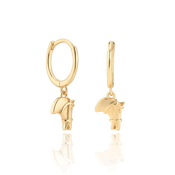 Classy Women Gold Horse Hoop Earrings-DaoMao