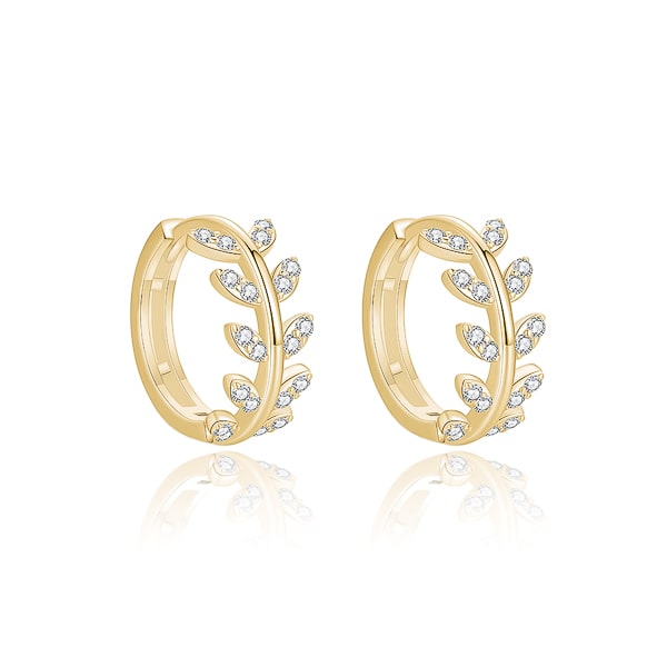 Classy Women Gold Leaf Hoop Earrings-DaoMao