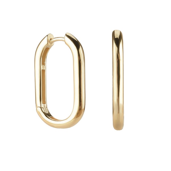 Classy Women Gold Oval Hoop Earrings-DaoMao