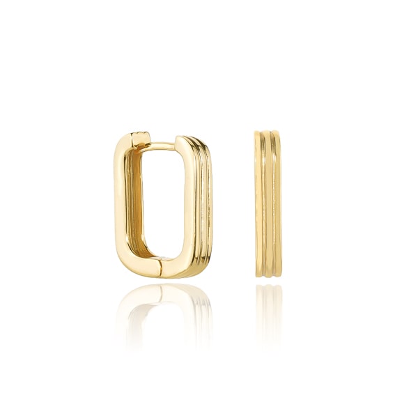 Classy Women Gold Square Hoop Earrings-DaoMao
