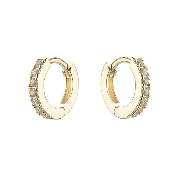 Classy Women Gold White Crystal Huggie Earrings-DaoMao