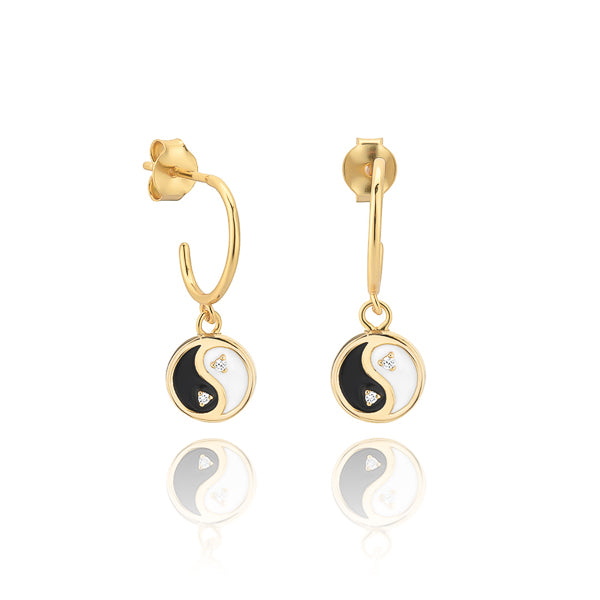 Classy Women Gold Yin Yang Earrings-DaoMao