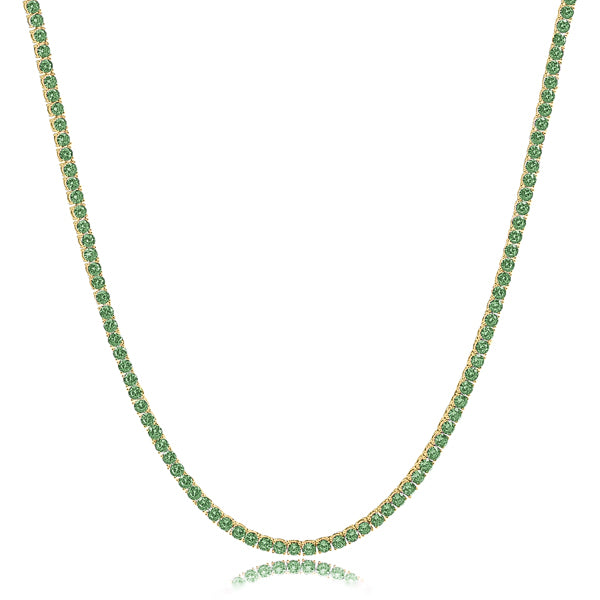 Classy Women 2mm Gold Vermeil Green Tennis Choker Necklace-DaoMao