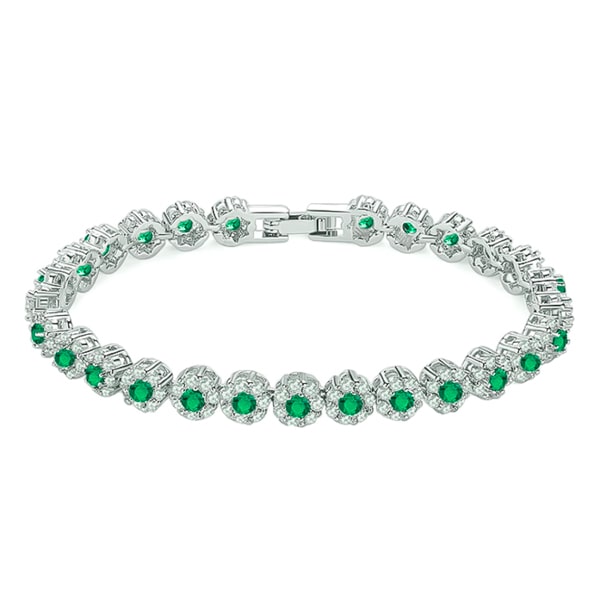 Classy Women Green Halo Crystal Bracelet-DaoMao