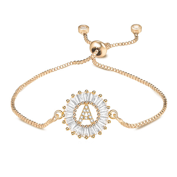 Classy Women Gold Crystal Initial Bracelet-DaoMao
