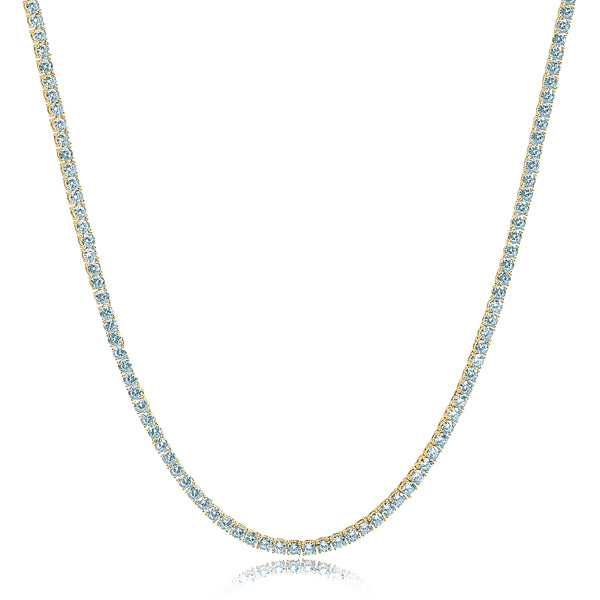 Classy Women 2mm Gold Vermeil Light Blue Tennis Choker Necklace-DaoMao