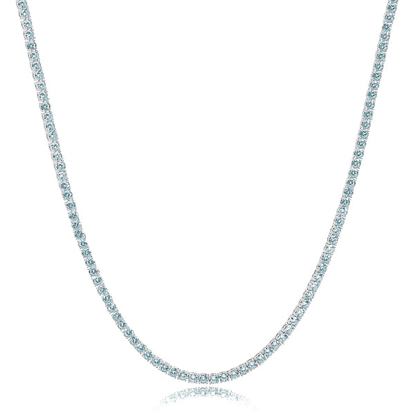 Classy Women 2mm Sterling Silver Light Blue Tennis Choker Necklace-DaoMao