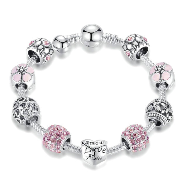Classy Women Pink Love Charm Bracelet-DaoMao