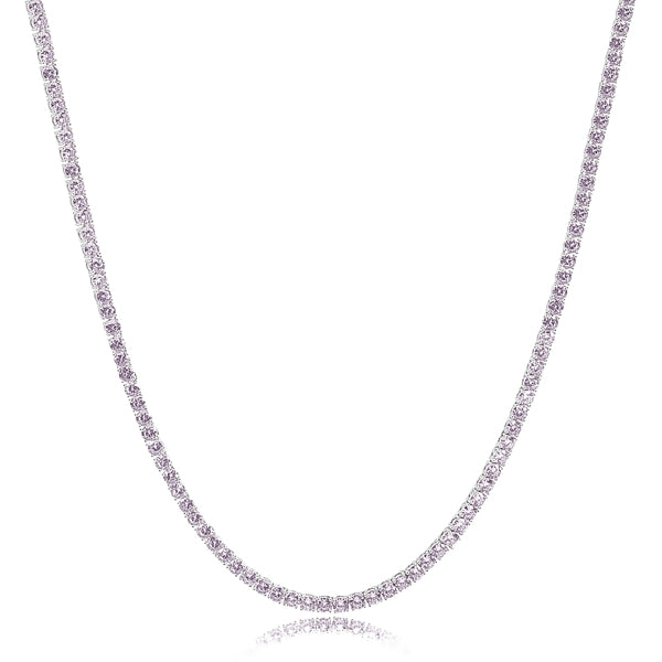 Classy Women 2mm Sterling Silver Purple Tennis Choker Necklace-DaoMao