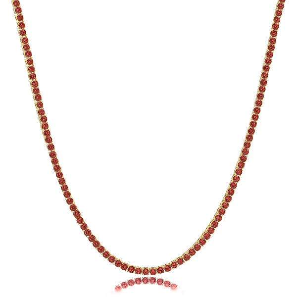 Classy Women 2mm Gold Vermeil Red Tennis Choker Necklace-DaoMao