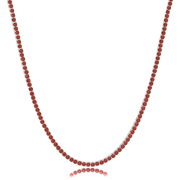 Classy Women 2mm Sterling Silver Red Tennis Choker Necklace-DaoMao