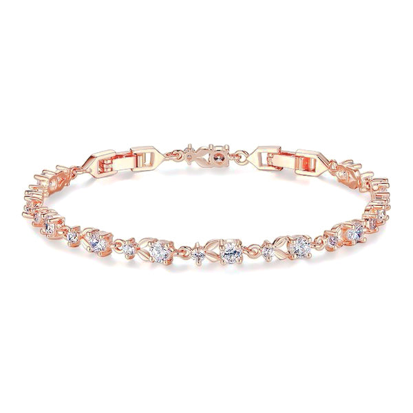 Classy Women Rose Gold Crystal Chain Bracelet-DaoMao