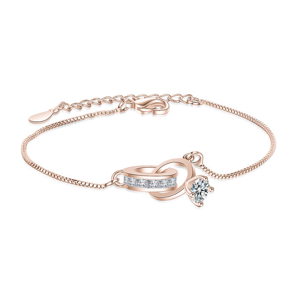 Classy Women Rose Gold Engagement Ring Bracelet-DaoMao