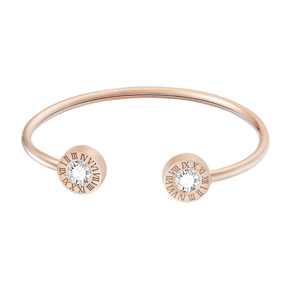 Classy Women Rose Gold Roman Numeral Cuff Bracelet-DaoMao