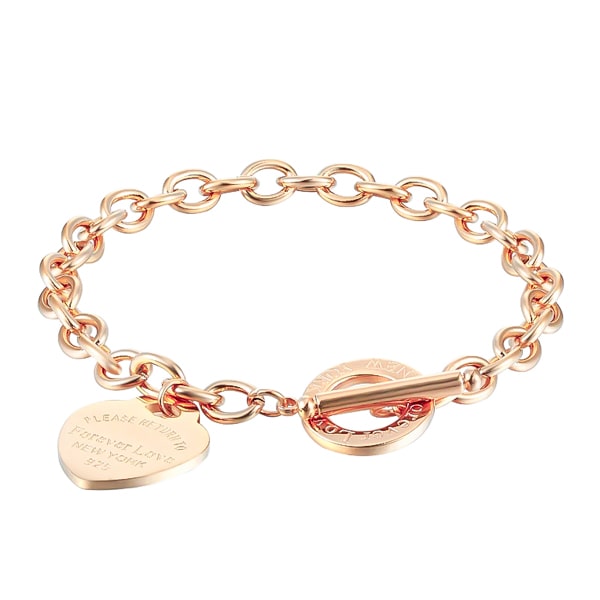 Classy Women Rose Gold Love Heart Chain Bracelet-DaoMao