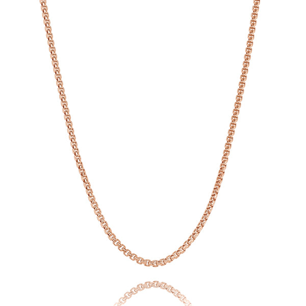 Classy Women 2.5mm Rose Gold Box Chain Necklace-DaoMao