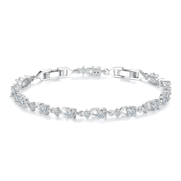 Classy Women Silver Crystal Chain Bracelet-DaoMao