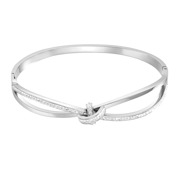 Classy Women Silver Crystal Knot Bangle Bracelet-DaoMao