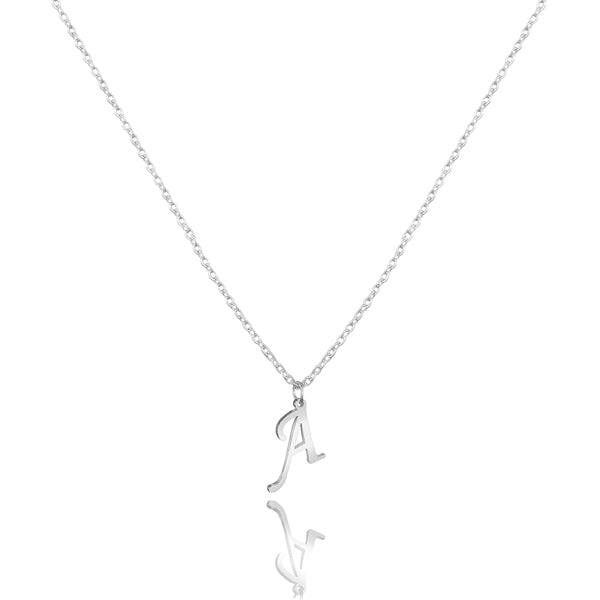 Classy Women Silver Cursive Initial Pendant Necklace-DaoMao
