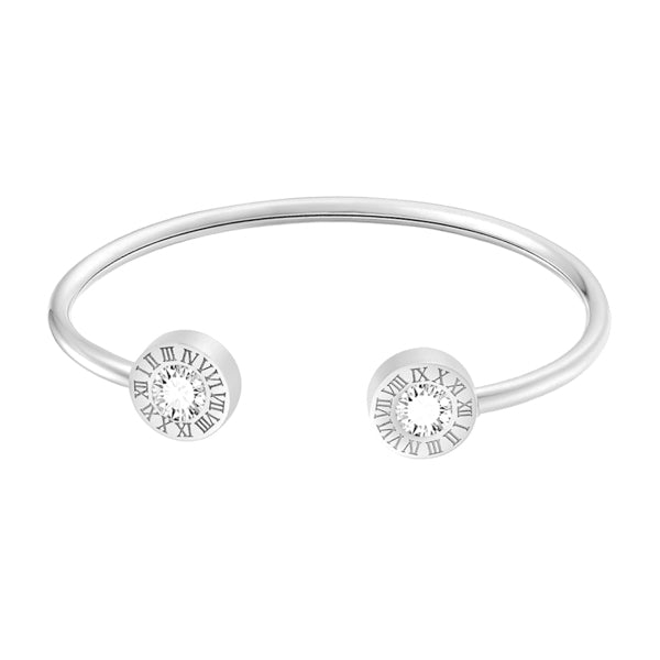 Classy Women Silver Roman Numeral Cuff Bracelet-DaoMao